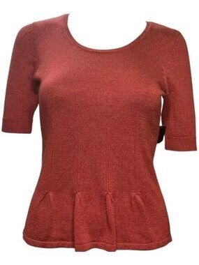 NWT Nic & Zoe Women's Short Sleeve Lightweight Knit Peplum Waist Sweater Size PP